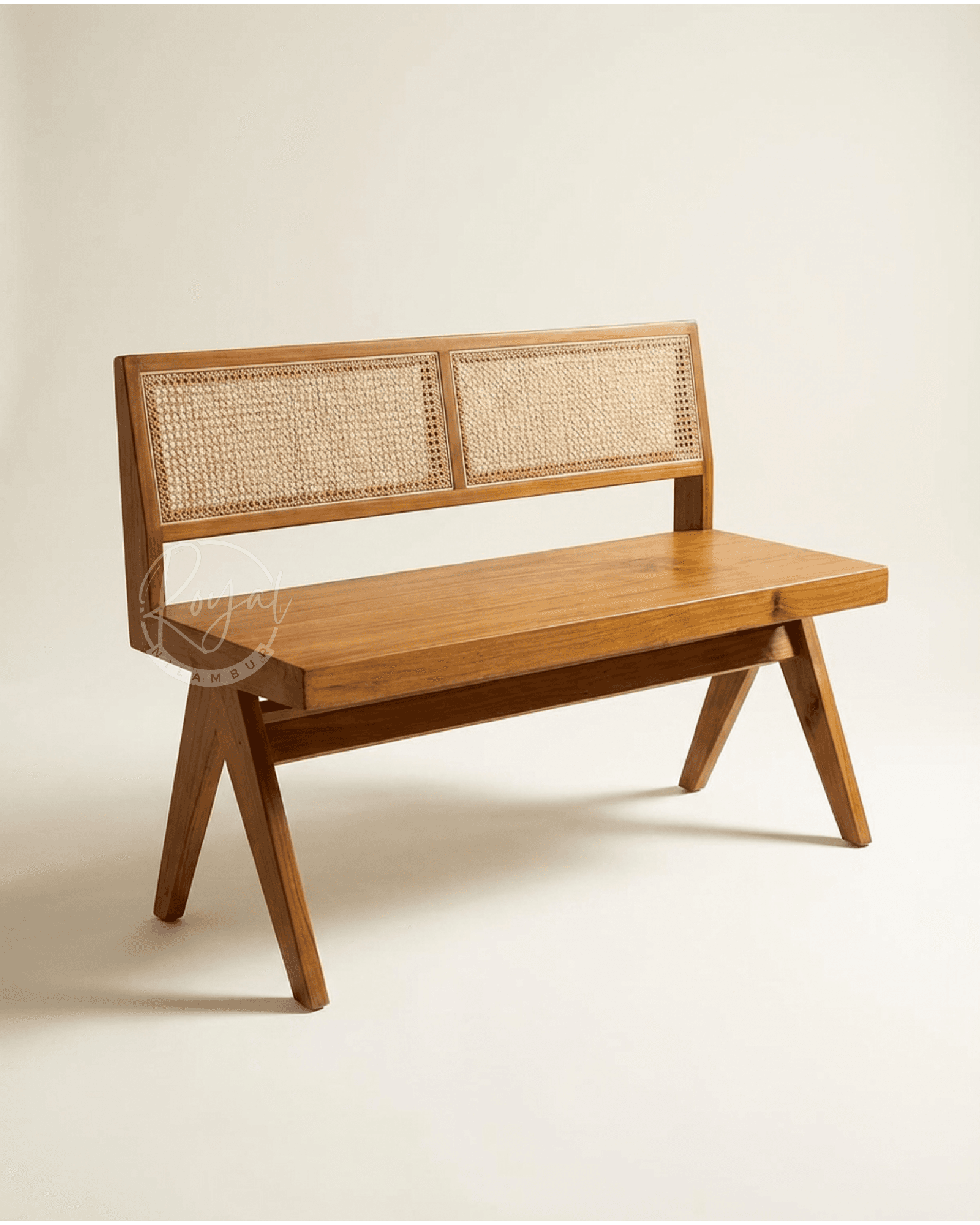 Royal Nilvaar Teak Wooden Cane Bench