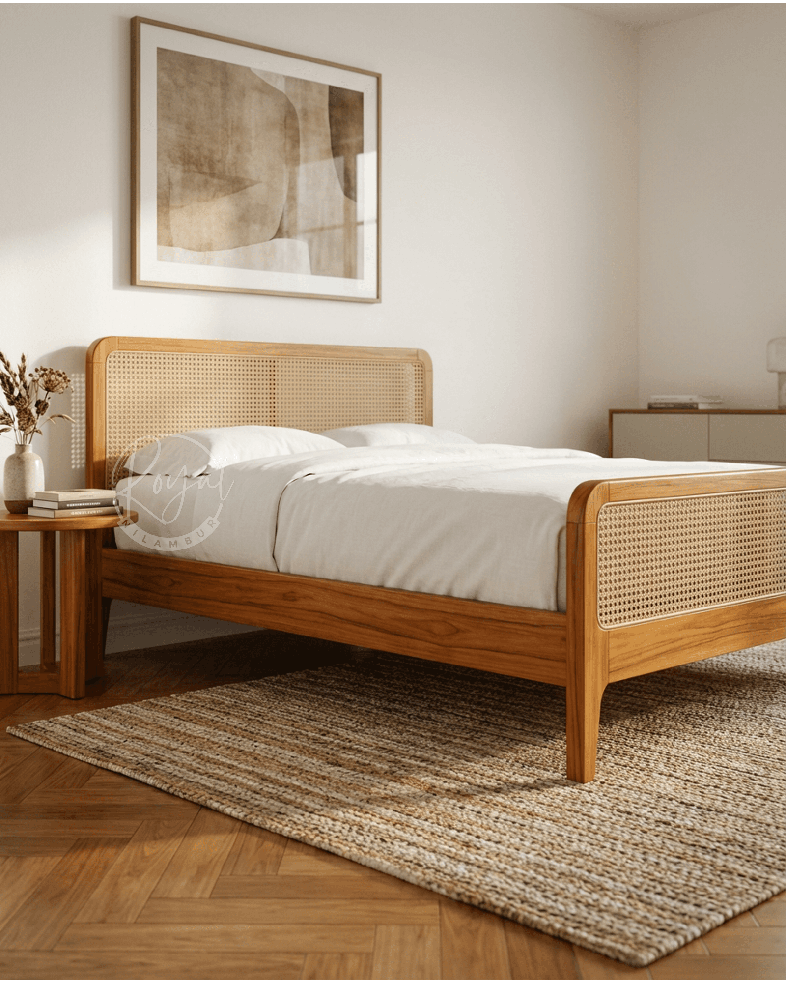 Royal Canroy Nilambur Teak Cane Cot