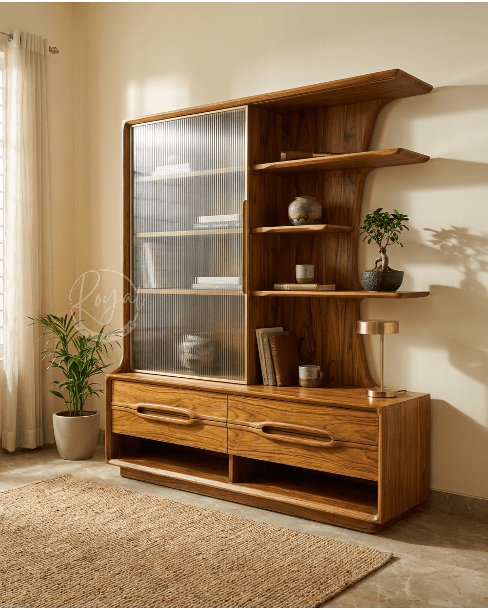 Royal Dhrayen Nilambur Teak Wood Book Shelf