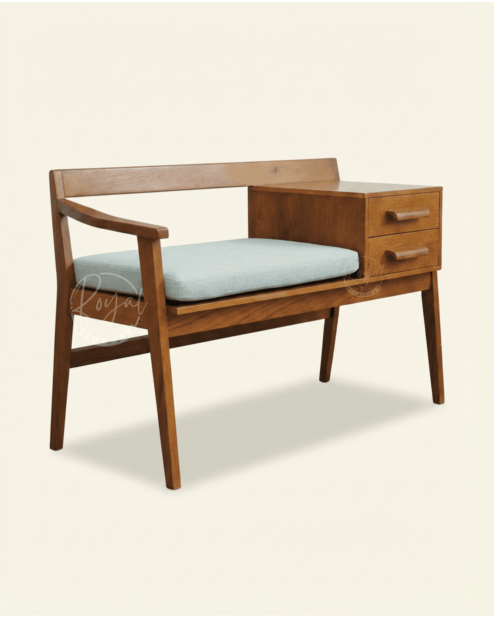 Royal Nivexia Nilambur Teak Wood Telephone Bench with Storage