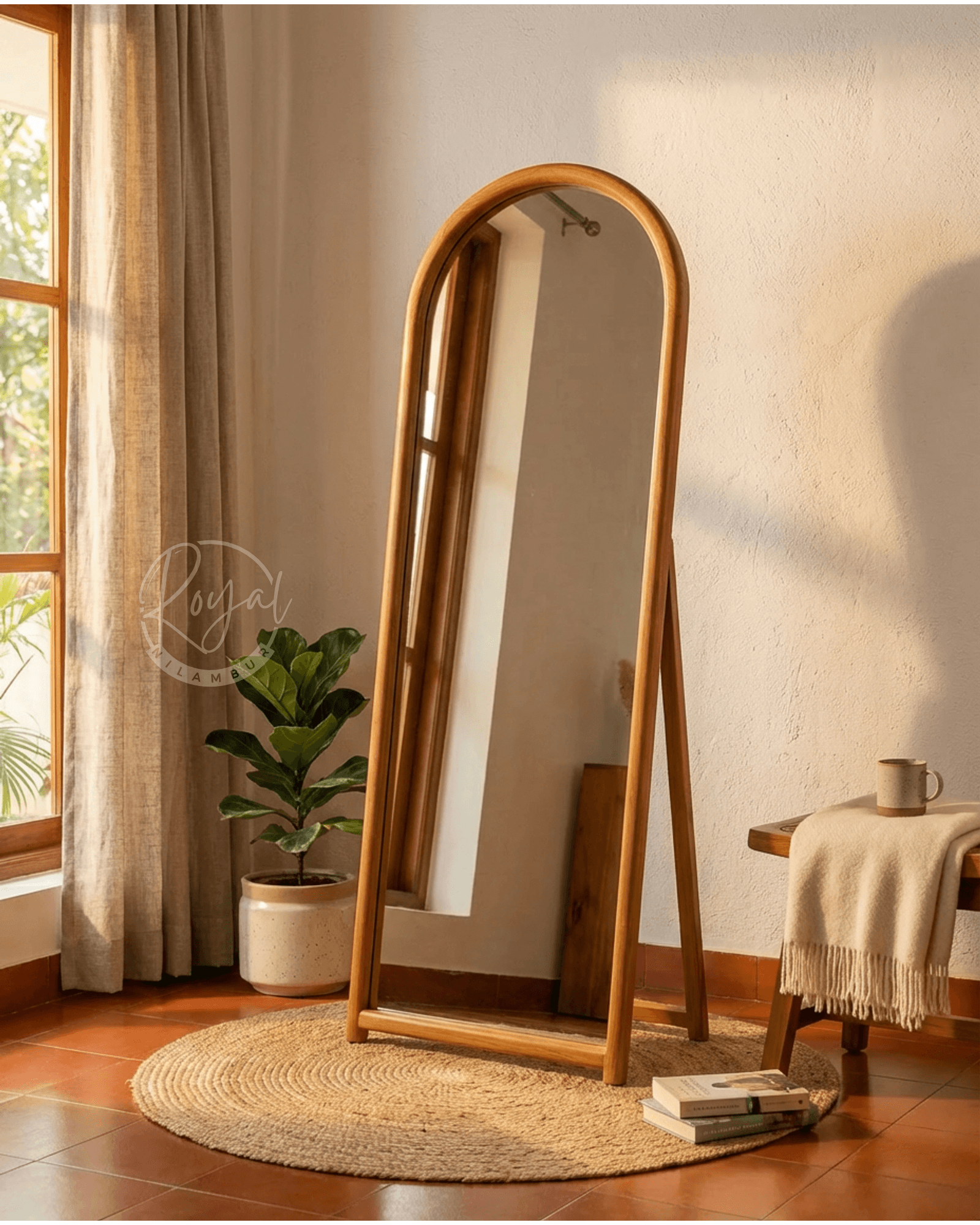 Royal Thanvish Nilambur Teak Wood Floor Mirror