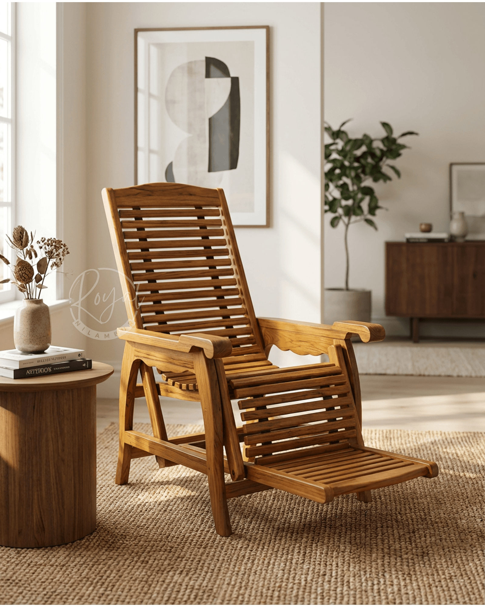 Royal Sumrida Nilambur Teak Wood Easy Chair